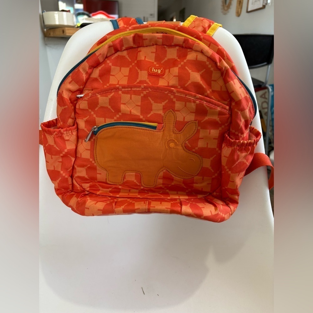 Lug backpack Hokey Pokey orange hippo little kid zipper - Picture 3 of 7